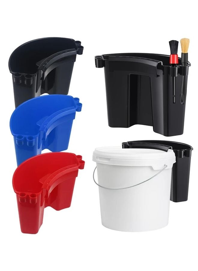 Black Car Wash Bucket With Side Storage And External Tool Holder For Detailing Brushes Gloves - Image 1
